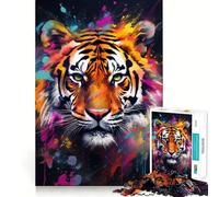 Rompecabezas Mural de Grafiti de Tigre de 1000 Piezas para Adolescentes Puzzle Wise Think Toy Simple Fun Tight Cut Santa Wish Pick 50x75cm