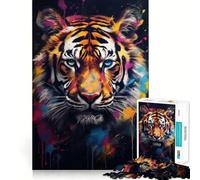 Rompecabezas Mural de Grafiti de Tigre para Adultos, 1000 Piezas Piensa en un Juguete Inteligente para el hogar Disfruta de un Corte preciso Decoración de Pared 38x26cm