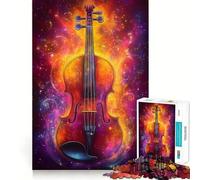 Rompecabezas Musical Violín en Llamas para Adultos 1000 Piezas Juego de Memoria Ajuste Firme Montaje Seguro Juego de construcción de Conexiones significativas (50x75cm)