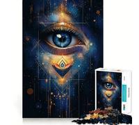 Rompecabezas Mystic Eye con geometría Dorada de 1000 Piezas para Adolescentes Fortalece la Memoria Ocio en casa Bordes limpios Regalo Ideal (50x75cm)