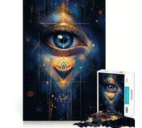 Rompecabezas Mystic Eye con geometría Dorada de 1000 Piezas para Adolescentes Juguete de Habilidad para Rompecabezas Diversión compartida Corte preciso Decoración de Pared (38x52cm)