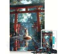 Rompecabezas Mystic Kitsune Fox Torii de 1000 Piezas para Adolescentes Juguete de Habilidad para Rompecabezas Diversión compartida Corte preciso Decoración de Pared (38x26cm)