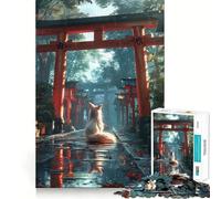 Rompecabezas Mystic Kitsune Fox Torii de 1000 Piezas para Adultos Regalos para Mejorar la Memoria y el Tiempo Libre Decoración de Pared con Corte preciso (50x75cm)
