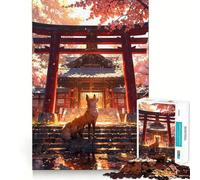 Rompecabezas Mystic Kitsune Gateway de 1000 Piezas para Adultos y Adolescentes Juguete de lógica Clara para Relajarse Corte Artículo de Santa Claus (50x75cm)