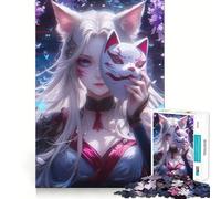 Rompecabezas Mystic Kitsune Girl Gaze de 1000 Piezas para Adultos y Adolescentes Juguete de lógica para Relajarse Corte de precisión Regalo Ideal (38x52cm)