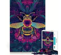 Rompecabezas Mystic Neon Bee de 1000 Piezas para Adultos y Adolescentes Juguete de lógica Clara para Relajarse Corte Artículo de Santa Claus (38x26cm)