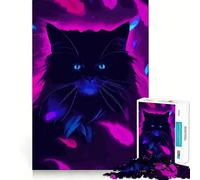 Rompecabezas Mystic Neon Black Cat de 1000 Piezas para Adolescentes Mejora la Memoria Pasatiempo Tranquilo Bordes precisos Regalo de cumpleaños (38x52cm)