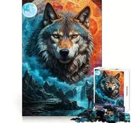Rompecabezas Mystical Moon Lone Wolf de 1000 Piezas para Adultos y Adolescentes Juego Mental, diversión Tranquila, Bordes Afilados, Regalo Memorable (38x26cm)