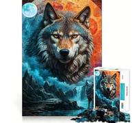 Rompecabezas Mystical Moon Lone Wolf de 1000 Piezas para Adultos y Adolescentes Juego Mental, diversión Tranquila, Bordes Afilados, Regalo Memorable (38x26cm)