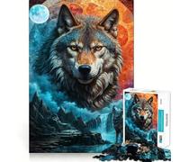 Rompecabezas Mystical Moon Lone Wolf para Adultos, 1000 Piezas, Juguete de razonamiento y Habilidad, Alivio de la ansiedad, Corte preciso, Regalo Elegante (38x52cm)