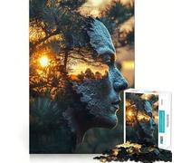 Rompecabezas Naturaleza Atardecer a través de un Rostro para Adolescentes 1000 Piezas Juguete de Lógica Fina Suave Relajante Bordes Limpios Regalo Premium (38x52cm)