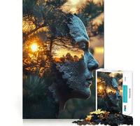Rompecabezas Naturaleza Atardecer a Través de una Cara para Adultos 1000 Piezas Juguete para Concentrar el Cerebro Tiempo de Relajación Bordes Precisos Santa Wish Pick (50x75cm)