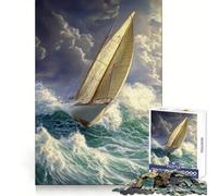 Rompecabezas Navegando a través de la tormenta, 1000 Piezas para Adolescentes, Juguete de lógica, Tren, Ocio, diversión, Corte Suave, (38x52cm)