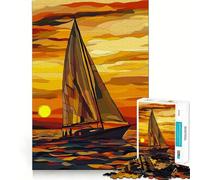 Rompecabezas Navegando al Atardecer de 1000 Piezas para Adolescentes Juguete de lógica con Forma de Tren Diversión y Ocio Corte Suave (38x52cm)