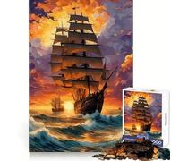 Rompecabezas Navegando al Atardecer para Adolescentes, 1000 Piezas, para estimular la Memoria, Momentos de Tranquilidad, Corte Premium, Regalo de cumpleaños (50x75cm)