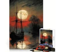 Rompecabezas Navegando bajo la Luna Llena para Adolescentes, 1000 Piezas, Juego Mental, Juguete Relajante, Corte preciso, (50x75cm)
