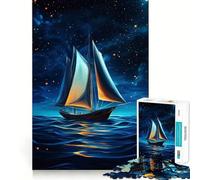 Rompecabezas Navegando bajo Las Estrellas de 1000 Piezas para Adultos Regalo Ideal para quienes Buscan un desafío Mental Juguete fácil de Usar Corte preciso (50x75cm)