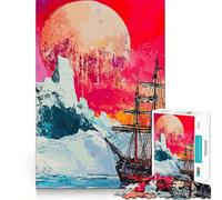 Rompecabezas Navegando bajo una Luna carmesí de 1000 Piezas para Adolescentes Juego de lógica Tiempo de Calentamiento Pieza de colección de Arte de Corte preciso (38x52cm)
