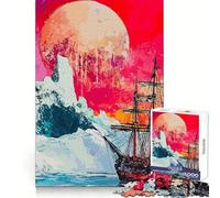 Rompecabezas Navegando bajo una Luna carmesí de 1000 Piezas para Adolescentes Juego de lógica Tiempo de Calentamiento Pieza de colección de Arte de Corte preciso (38x52cm)