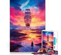 Rompecabezas Navegando hacia el Atardecer, 1000 Piezas para Adolescentes, Pure Logic Toy, Gentle Relax, Clean Cut, Fine Art Piece (38x26cm)