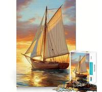 Rompecabezas Navegando hacia el Atardecer de 1000 Piezas para Adolescentes Juguete para desarrollar la lógica y la Capacidad de relajación Bordes Suaves Regalo de Primera Calidad (38x26cm)