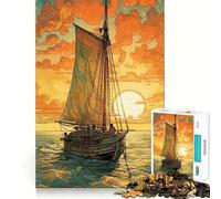 Rompecabezas Navegando hacia el Atardecer de 1000 Piezas para Adultos Ayuda a Mejorar la Memoria y Alivia la ansiedad Diseño artístico para armar Regalo Ideal (50x75cm)