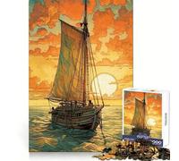 Rompecabezas Navegando hacia el Atardecer de 1000 Piezas para Adultos Ayuda a Mejorar la Memoria y Alivia la ansiedad Diseño artístico para armar Regalo Ideal (50x75cm)