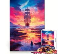 Rompecabezas Navegando hacia el Atardecer de 1000 Piezas para Adultos Mejora la Memoria Diversión Tranquila Corte Regalo Memorable (50x75cm)