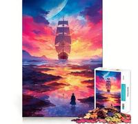 Rompecabezas Navegando hacia el Atardecer de 1000 Piezas para Adultos Mejora la Memoria Diversión Tranquila Corte Regalo Memorable (50x75cm)