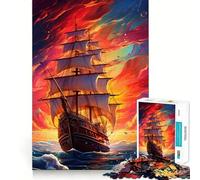 Rompecabezas Navegando hacia el Atardecer para Adolescentes, 1000 Piezas, diseño Relajante y Divertido, decoración de Pared con Bordes definidos (38x26cm)