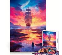 Rompecabezas Navegando hacia el Atardecer para Adultos, 1000 Piezas, Juego Mental, Juguete para aliviar la ansiedad, Arte de Corte preciso, Coleccionable (38x52cm)