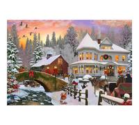 Rompecabezas navide o de 100 piezas de Vermont Christmas Company Country Holiday - Rompecabezas navide o con piezas grandes para ni os y adultos