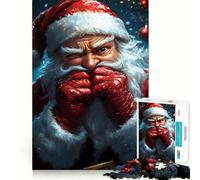 Rompecabezas navideño de 1000 Piezas de Papá Noel guiñando un Ojo para Adolescentes Divertido Juego de Memoria Componentes Resistentes y de fácil manejo Portátil y fácil de Transportar (38x26cm)
