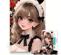 Rompecabezas navideño de 1000 Piezas de una Chica Anime con Orejas de Conejo para Adolescentes Diversión,conexión Limpia y sin interrupciones Actividad Relajante para Grupos en Interiores (50x75cm)