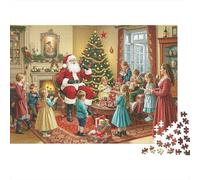 Rompecabezas navideño de 1000 Piezas. familias Que visitan el hogar. para Adultos Mayores de 12 años. Juego Educativo y Decorativo. Difícil y desafiante 70x50cm.