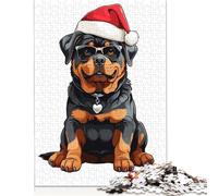Rompecabezas navideño de 1500 Piezas de Rottweiler, Ideal para Regalar en Navidad. 1500 Piezas (85 x 57 cm)