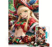 Rompecabezas navideño de Chica Anime con Armadura Festiva para Adolescentes,1000 Piezas,Mejora Mental,Juego,tamaño Uniforme,Piezas precisas,Actividad Nocturna Divertida para Toda la Familia (38x26cm)
