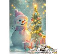 Rompecabezas navideño de muñeco de Nieve Sonriente, decoración única para el hogar, 100% cartón Reciclado, Ideal para niños o niñas, 1000 Piezas (75 x 50 cm)