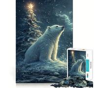 Rompecabezas navideño de Oso Polar con árbol y Escena Invernal para Adolescentes, 1000 Piezas Refuerza la Memoria Pasatiempo Tranquilo Borde de Calidad Regalo Festivo (38x52cm)
