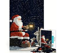 Rompecabezas navideño de Papá Noel con conejitos, 1000 Piezas, para Adolescentes Juguete para desarrollar la lógica y la Capacidad de relajación Bordes Lisos Regalo de Primera Calidad (50x75cm)