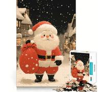 Rompecabezas navideño de Papá Noel en un Pueblo nevado, 1000 Piezas para Adultos Mejora la Memoria Diversión Relajante Corte Regalo Memorable (38x52cm)