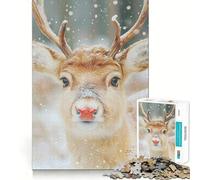 Rompecabezas navideño de Renos en Invierno de 1000 Piezas para Adolescentes Juguete de lógica Fuerte Relajación Mental Bordes definidos Regalo Elegante (38x52cm)