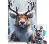 Rompecabezas navideño de Renos en Invierno de 1000 Piezas para Adolescentes Juguete para desarrollar la lógica y la Capacidad de relajación Bordes Lisos Regalo de Primera Calidad (38x52cm)