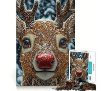 Rompecabezas navideño de Renos en la Nieve de 1000 Piezas para Adultos Juguete Intelectual Relajante y Divertido Corte preciso (38x52cm)