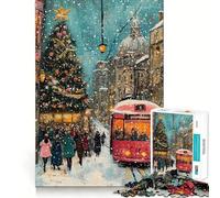 Rompecabezas navideño de una Calle Nevada para Adultos, 1000 Piezas, Juguete de lógica Mental, diversión Relajante, Corte Firme, cálida Sorpresa (38x52cm)