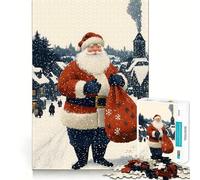 Rompecabezas navideño difícil de Papá Noel en un Pueblo nevado para Adultos, 1000 Piezas, Juguete de lógica Fina, diversión Tranquila, Bordes limpios, Regalo considerado (38x26cm)