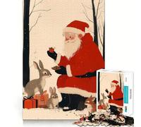 Rompecabezas navideño difícil de Papá Noel y conejitos para Adultos, 1000 Piezas, Recall Boost Quiet Calm Smooth Cut Classic Gift (38x52cm)