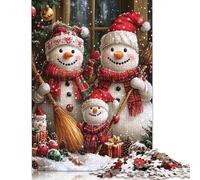 Rompecabezas navideño Familiar de muñeco de Nieve. Materiales amigables. Rompecabezas de cartón 100% Reciclado para niños y Adultos 1000 Piezas (75 x 50 cm).