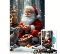 Rompecabezas navideño para Adultos de Santa Claus con Animales del Bosque, 1000 Piezas, Juguete para ejercitar la Mente, Ideal para Relajarse y armar una Imagen, Regalo artístico (38x52cm)