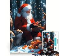 Rompecabezas navideños de Papá Noel con Zorros para Adolescentes, 1000 Piezas, para estimular la Memoria, Momentos de Tranquilidad, Corte Premium, Regalo de cumpleaños (50x75cm)